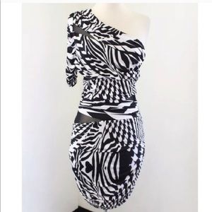 Bebe One-Shoulder Sexy Bodycon Dress:  Size-Small